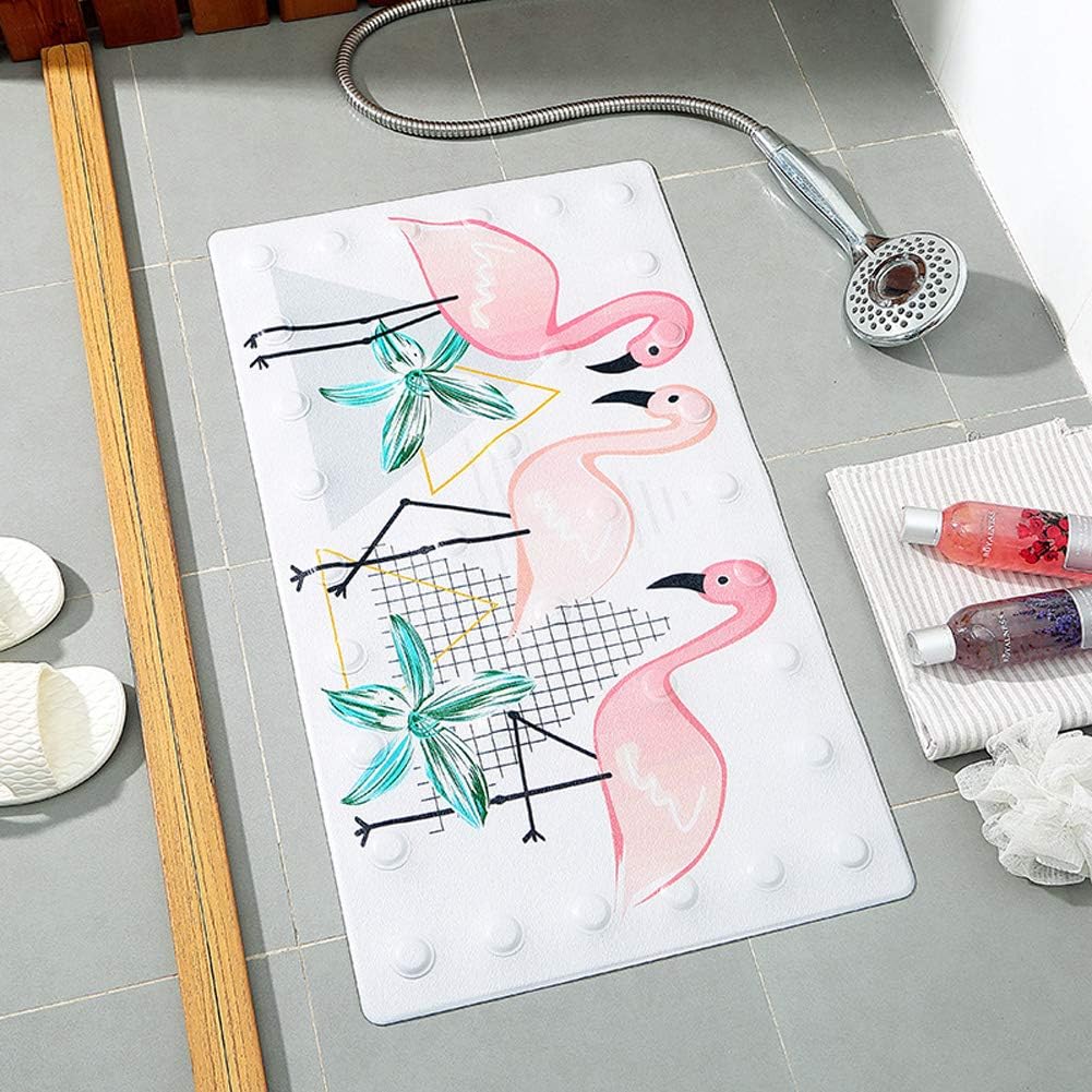 oocc 27.5 x 15.7 Inch Non Slip Baby Bath Mat with Suction Cups for Tub, Shower, Cute Pattern Design Bathtub Mat for Kids (Flamingo)