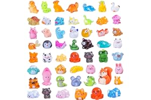 Teenzee 52 Pcs Mini Resin Animals 52 Styles Variety Tiny Animals Figures Miniature Little Small Animal Figurines Bulk for Dollhouse Accessories Micro Fairy Garden Landscape Hide Crafts Decor Aquarium
