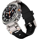 SDUTIO Watch Band Compatible with Samsung Galaxy Watch Ultra Band 47mm, Men Silicone Sport Strap with Metal Connector, Rugged Rubber Wristband for Galaxy Watch 7 Ultra