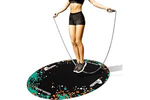 Cheete Jump Rope Mat Large Rubber Exercise Mat Rope Skipping Workout Mats for Home Gym Flooring Non-Slip Oval Design for Floo