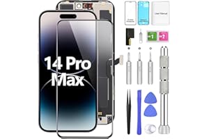 BEZOSMAX for iPhone 14 Pro Max Screen Replacement Kit 6.7" LCD Screen with 3D Touch IPS FHD Full Assembly&Digitizer with Repair Tools Screen Protector Waterproof Frame Sticker for A2651/A2893/A2896/A2895/A2894