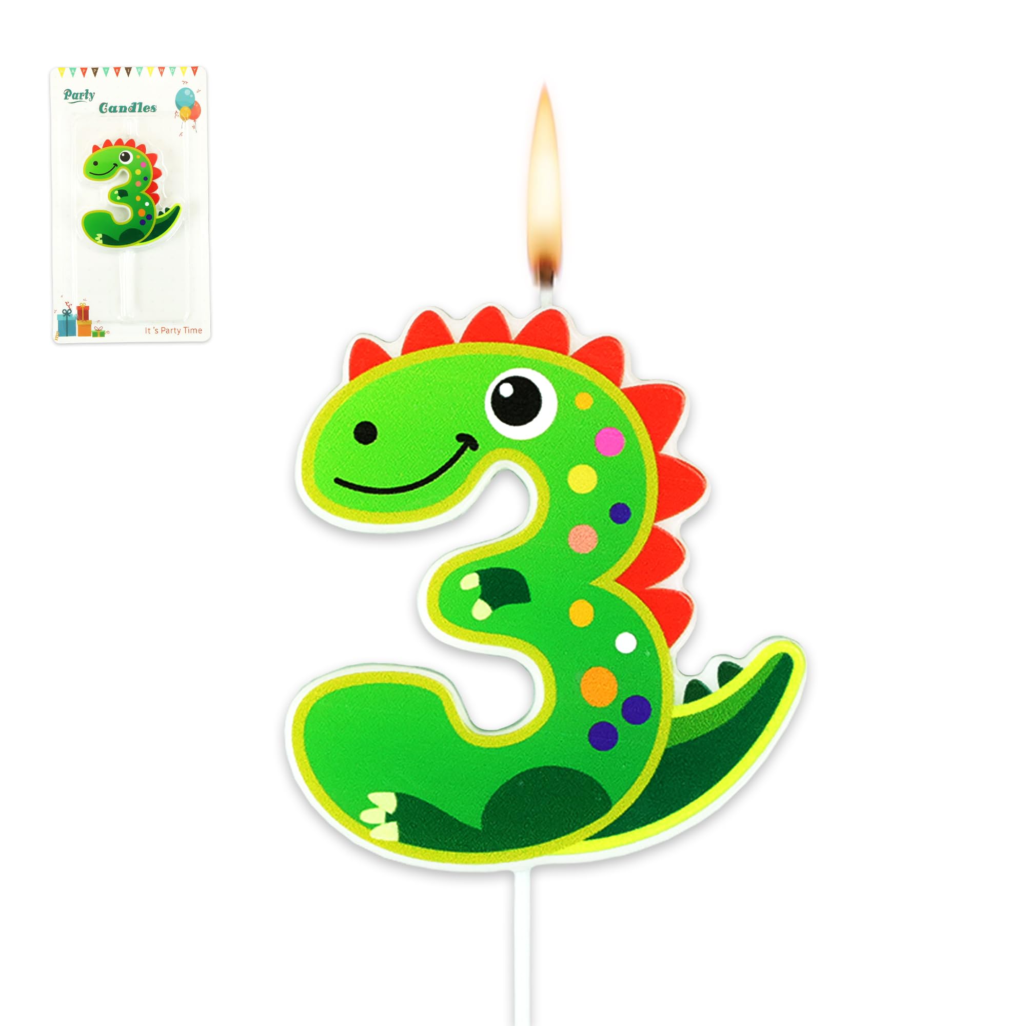 Photo 1 of 3rd Birthday Dinosaur Birthday Candles for Cake, Dinosaur Shaped Number 3 Candles Cake Topper for Dinosaur Party Supplies