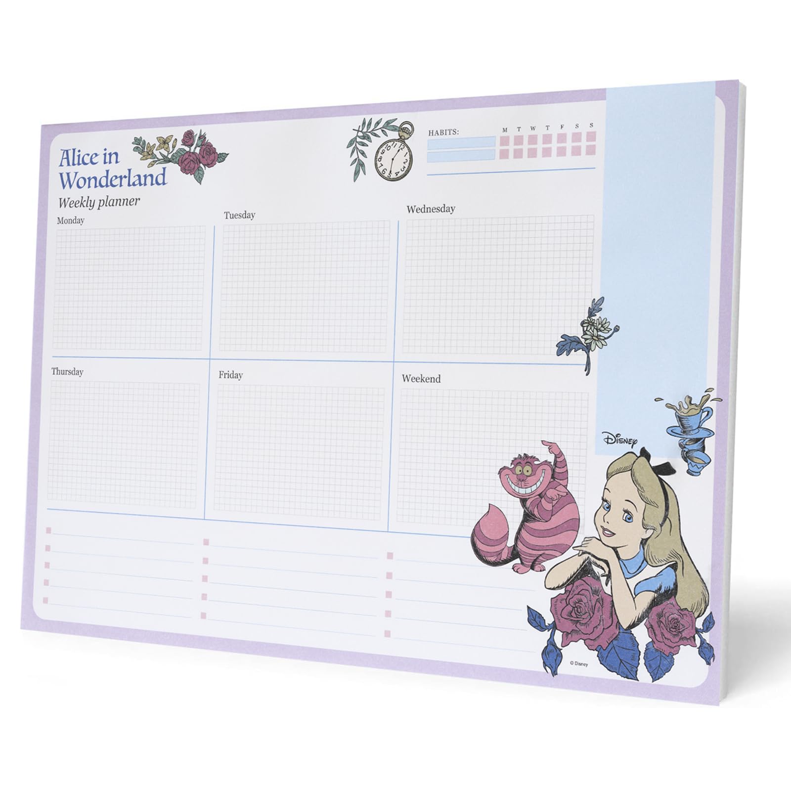 Grupo Erik Weekly Planner A4 - Disney Alice In Wonderland Gifts | Undated Daily Planner Family, Desk Calendar, 54 Tear Off Pages Notepad | Disney Gifts Under 10 Pounds