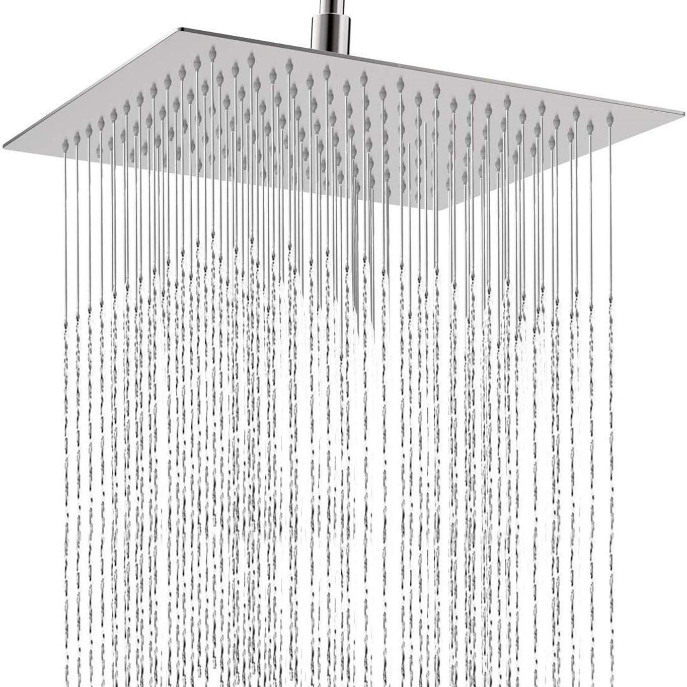 Eidoct 12 Inch Rainfall Shower Head, Large Stainless Steel High Pressure Square ShowerHead, Waterfall Full Body Coverage with Silicone Nozzle