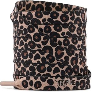 YJRVFINE Animal Print Shoe Laces: 1 Pair Leopard Pattern Flat Shoelaces | 10mm Wide, 48" Length, 26 Colors, Women, Men, Repla