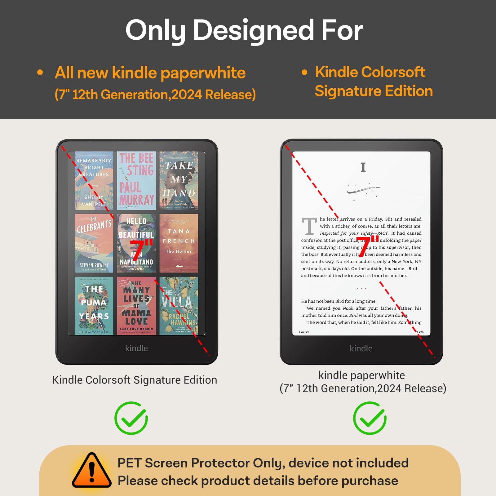 CoBak 3 Pack Anti-Glare Matte Screen Protector for 7