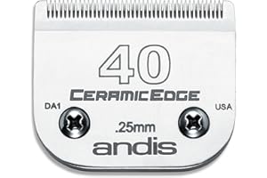 Andis – 64265, Ceramic Edge Detachable Pet Clipper Blade – Comprised of Carbon-Infused Steel, Exclusive Hardening Process - for AGC, BG, DBLC, FHC & BDC Series - 1/100" (0.25mm) Cut Length, Chrome
