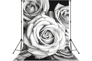 5x7ft Backdrop for Photography Personalized Backdrop Picture Back Drop Banner Black White Rose Photo Backdrops Curtain for Fi