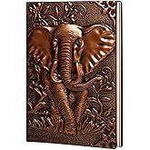 molshine A5 (5.5" x 8.3") Embossed Journals Vintage Notebook,Retro Bronze Diary,100 Sheets Paper,Hardcover Travel Notepad for Writing,Sketchbook,Gift,Decoration,Elephant(RedBronze)
