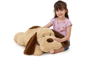 MorisMos Puppy Plush Toy, Soft Dog Pillow for Girls & Kids, 31 Inch, Brown