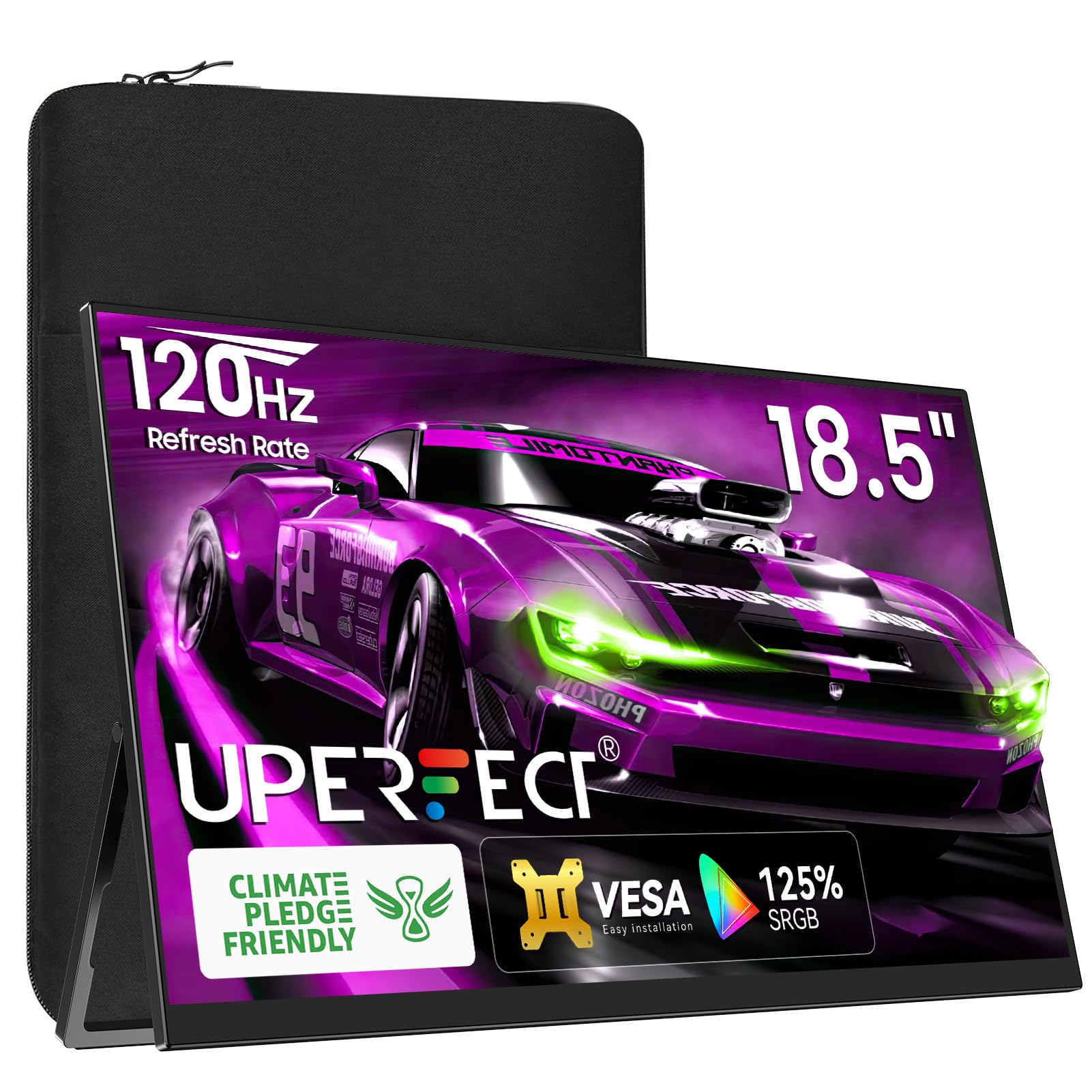 UPERFECT Portable Monitor 18.5 inch 120HZ 125% sRGB, w/VESA & Kickstand