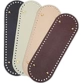 PH PandaHall 4pcs PU Leather Bottom Shaper Pads, 4 Colors Oval Bag Bases Knitting Crochet Bottom Base Pad Purse Bottom with Holes for DIY Crochet Handbag Shoulder Bag Making, 11.8x3.9inch