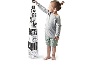 Wee Gallery Nesting Blocks - Woodland Animals and Numbers, Black and White Stacking and Building Toy for Toddlers and Kids, Motor Skills, Creative Play and Problem Solving for Children (Age 2 and up)