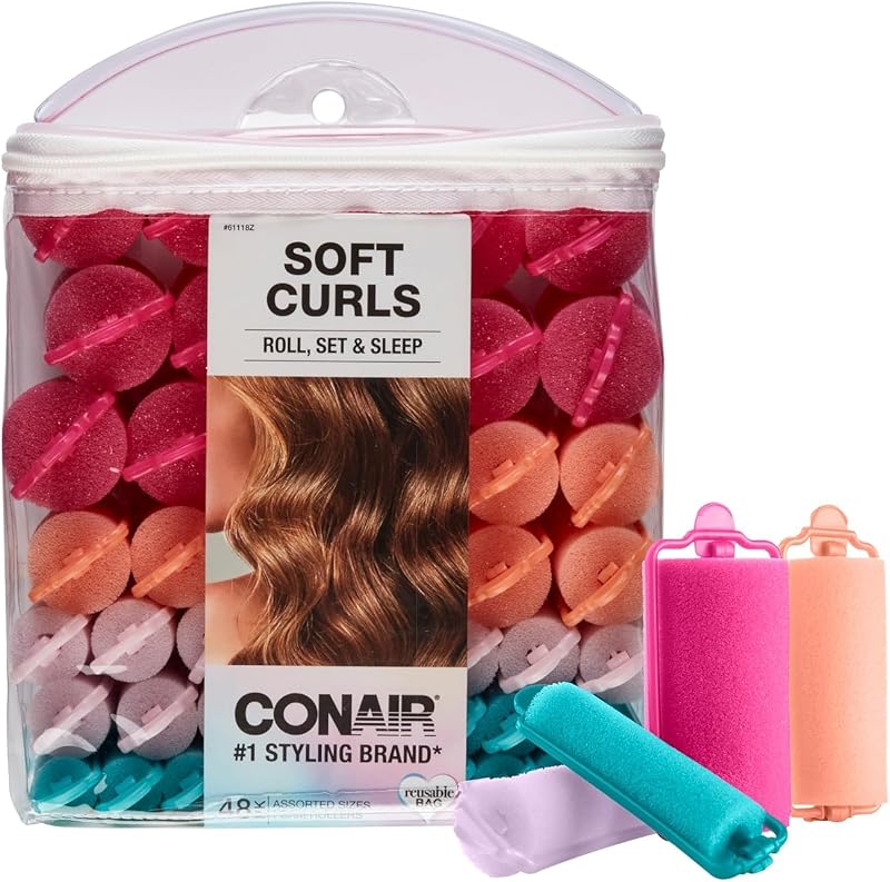 Conair 61118 Foam Rollers - 48 Piece Set - Hair Styling Curlers