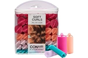 Conair Foam Hair Rollers - 48 Count, Assorted Colors - Heatless Curls, Overnight Curls, Foam Rollers with Storage Case