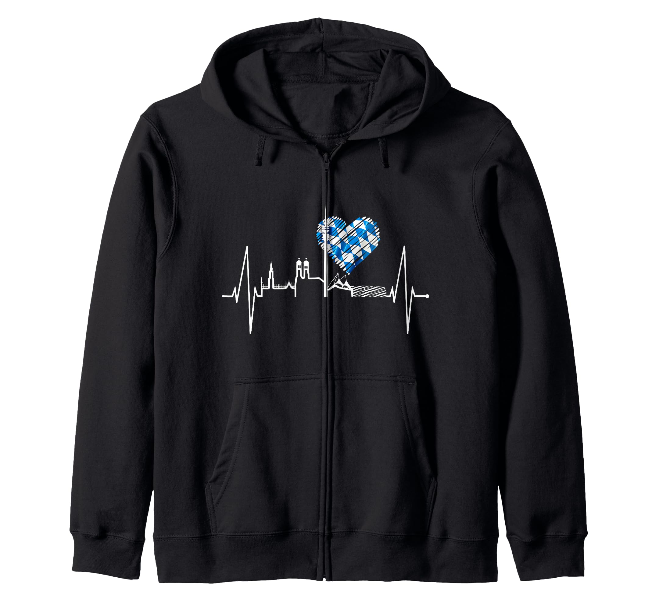 Munich Skyline Heartbeat Germany I Love München Zip Hoodie
