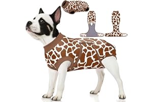 PetWarm Post-Surgery Dog Bodysuit, Dog Shirts for Medium Dogs Girl, Recovery Suit for Male and Female Dogs, Alternative to Cone, Covers Sensitive Body Zones, Leopard Pattern, Brown, M