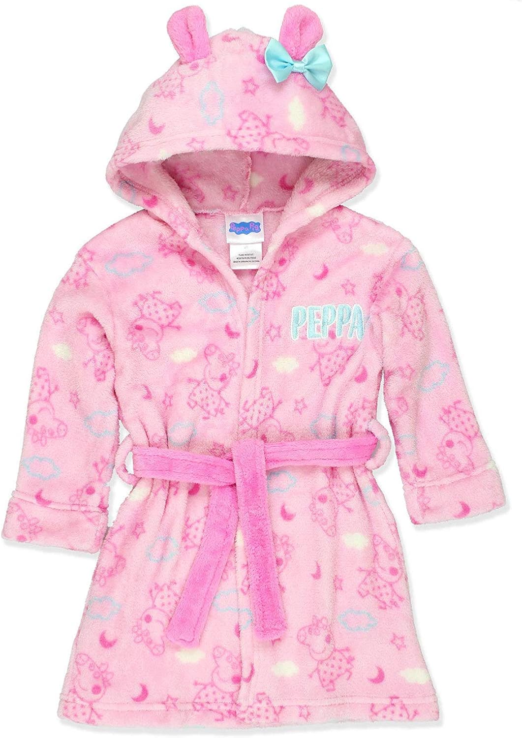 Peppa Pig Little Girls Plush Bathrobe Robe Pajamas, Toddler