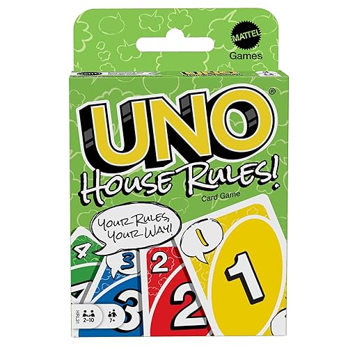 Mattel Games UNO House Rules Card Game for Family Night, Game Night, Travel, Camping & Party, HRL31