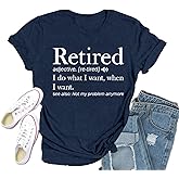 Qskall Retirement Shirts for Women Retired Teacher T-Shirt Grandma Retired Tee Tops