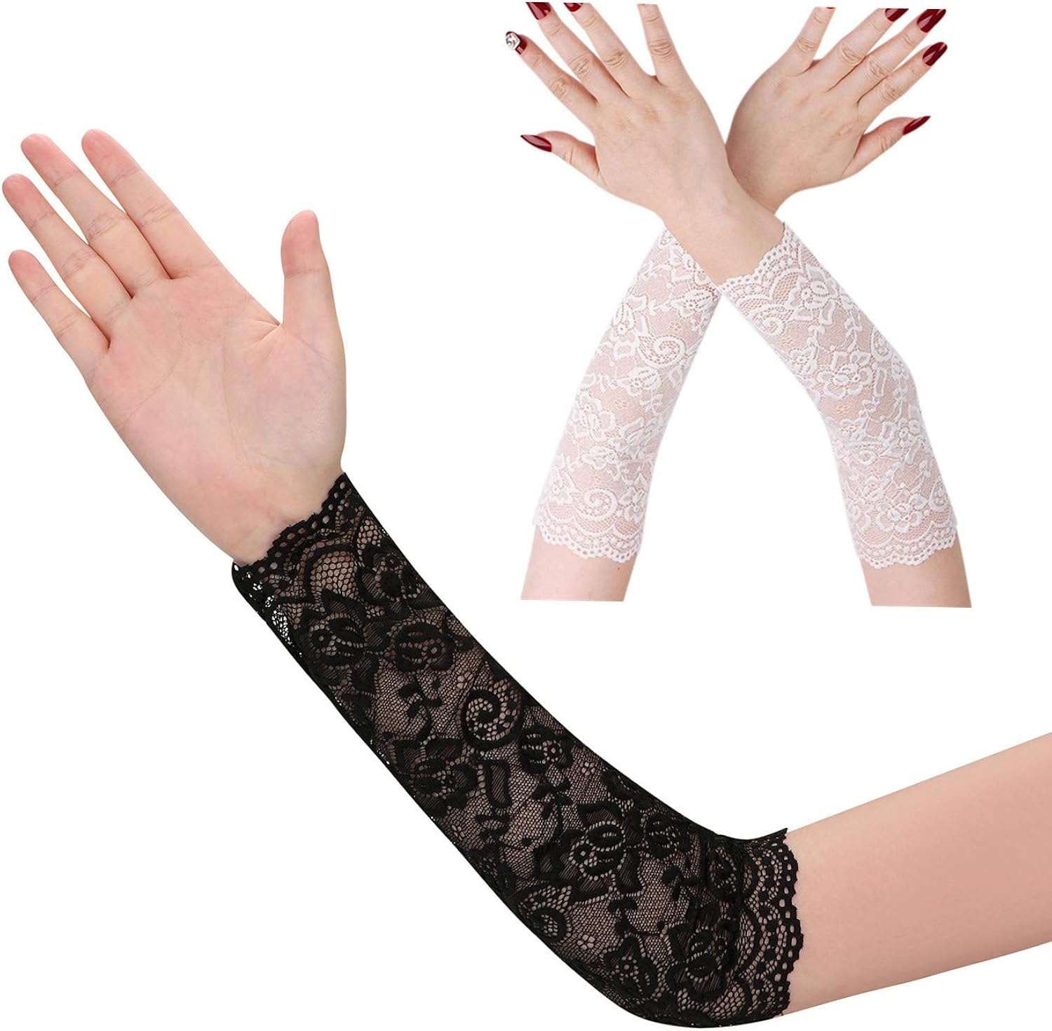 Women UV Protection Arm Sleeves, 2 Pairs Cooling Sunblock Driving