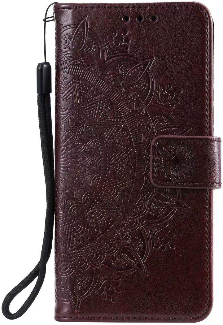 Reevermap Samsung Galaxy A71 Case, Flip Shockproof Premium PU Leather Wallet Card Slots Embossed Mandala Magnetic Buckle Stand Bumper Phone Cover for Samsung Galaxy A71