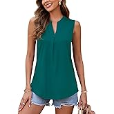 AUSELILY Womens 2026 Summer Tank Tops Causal Ladies V Neck Sleeveless Loose Pleated Shirts Blouse