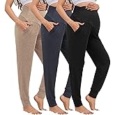 Tjukufpa 3 Pack Women's Maternity Sweatpants Over The Belly Pregnancy Jogger Pants Stretchy Maternity Pants with Pockets