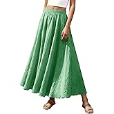 Ezcosplay Women Bohemian Beach A-Line Dress Double Layer Elastic Waist Long Maxi Skirt