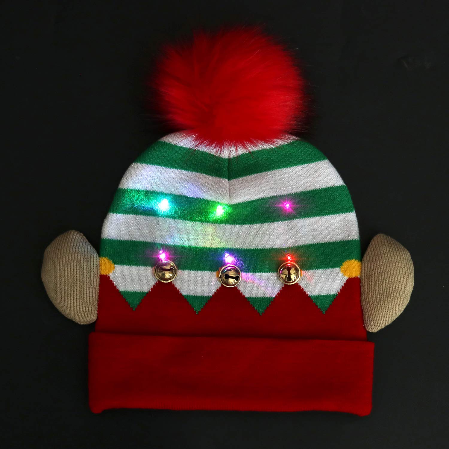 LED Christmas Knitted Hats, Fascigirl Kids Light-up Xmas Knit Beanie Adults Cap