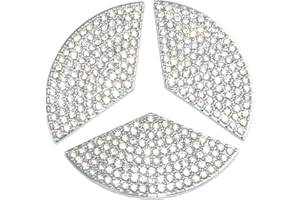 Cinkenyo for Mercedes Benz Bling Accessories Emblem Logo W205 W212 W213 C117 C E S CLA GLA GLK Class AMG Badge Decals Interior Parts Decorations Women Men Crystal Silver 45mm Pack of 3