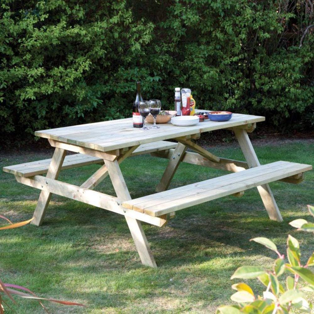 Rowlinson 4ft 4Seater Pressure Treated Wood Picnic Bench Amazon.co.uk