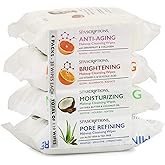 Spascriptions™ Anti-Aging, Brightening, Moisturizing & Pore Refining Towelettes Removes Waterproof Makeup, Revives with Collagen, Vitamin C, Coconut Oil, and Aloe Hypoallergenic, 120 Ct. 4 Pack