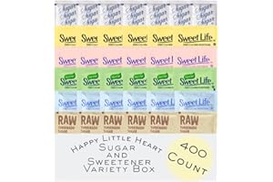 Happy Little Heart Sugar Packets Variety Pack 400 Count - Sweetener Assortment Bulk Individual Packets for Coffee, Tea, Home,