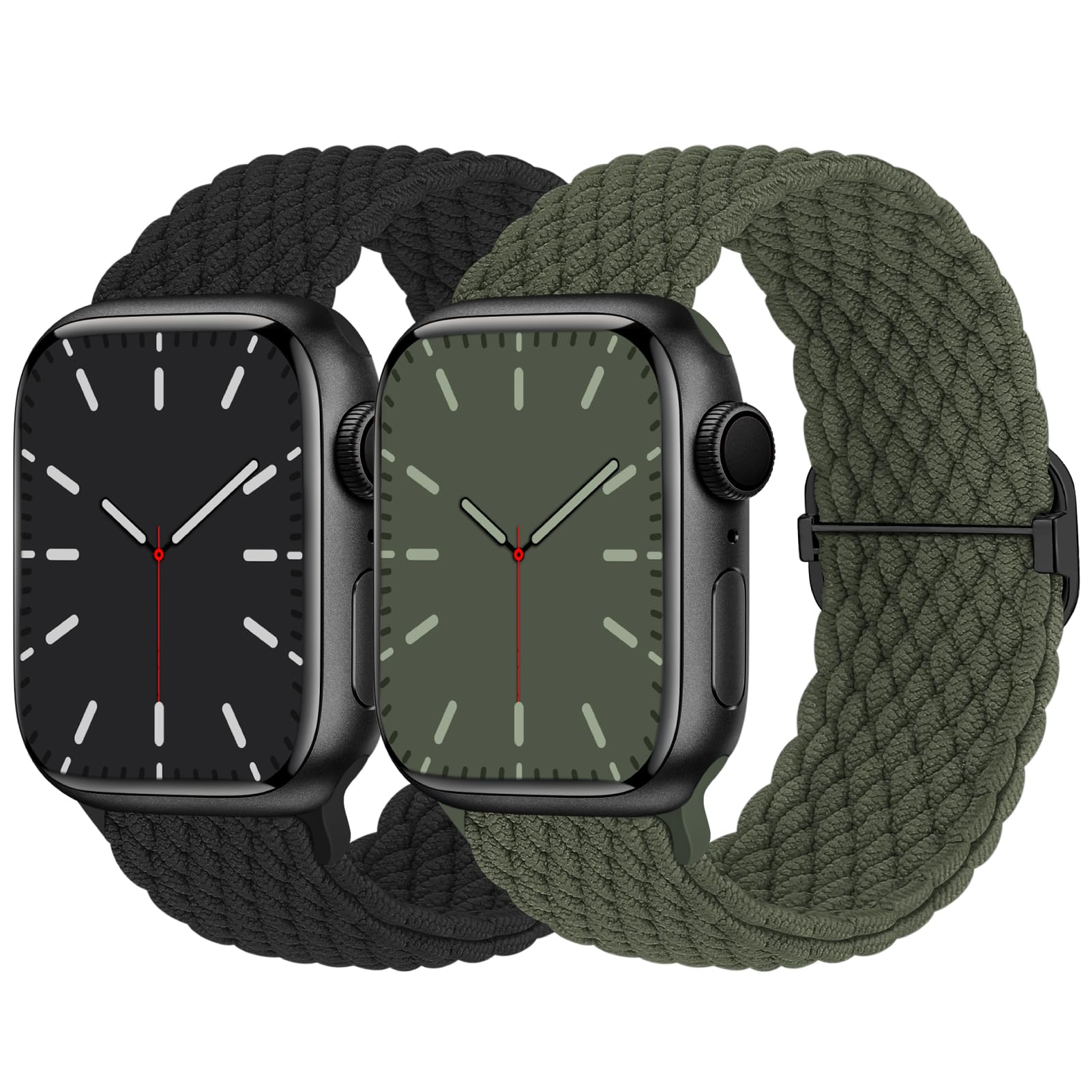Nimblistic 2 Pack Stretchy Braided Solo Loop Compatible for Apple Watch Straps 42/44/45/46/49mm, Adjustable Sport Stretch Elastic Replacement Band for iWatch SE3/Series 11 10 9 8 7 6 5 4 3 2 1 — image 1