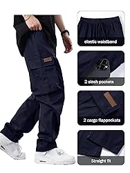 PLEPAN Men's Casual Cargo Pants Drawstring Hiking