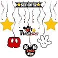LINGTEER Oh Twodles Birthday Swirls Streamers - Cheers to Boys 2nd Birthday Kids Two Years Old Mouse Theme Party Hanging Decorations.