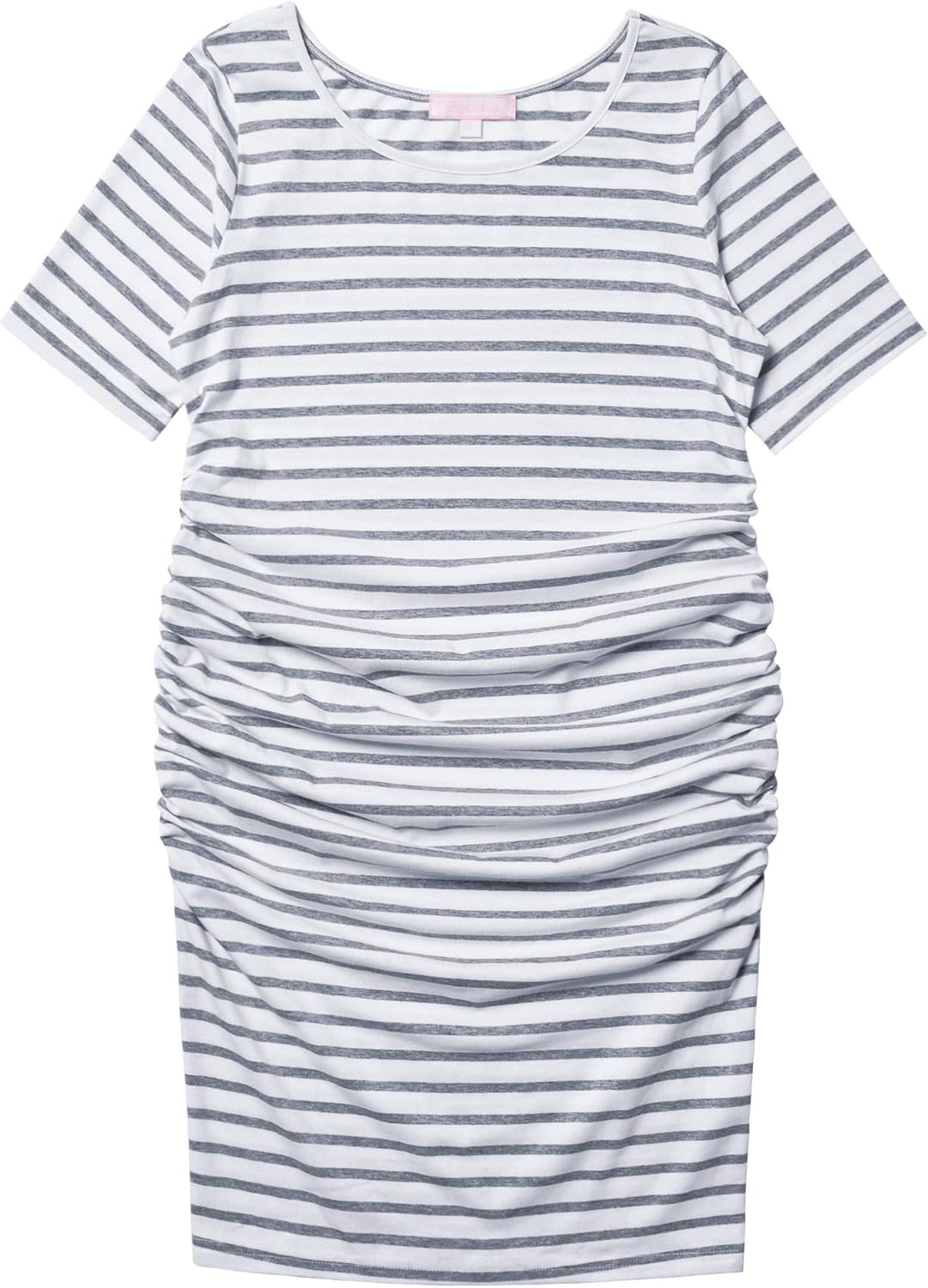 Maternity Bodycon Dress Short Sleeve Ruched Sides Knee Length Shirred Dress at  Women’s Clothing store
