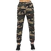 ZODLLS Women's Camo Pants Cargo Trousers Cool Camouflage Pants Elastic Waist Casual Multi Jogger Pants with Pocket