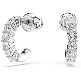 Swarovski Mini Hoop hoop earrings, Round cut, clear, Rhodium finish