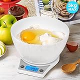 Duronic KS6000 Digital Kitchen Scales with Bowl 5kg Tare LCD view 3