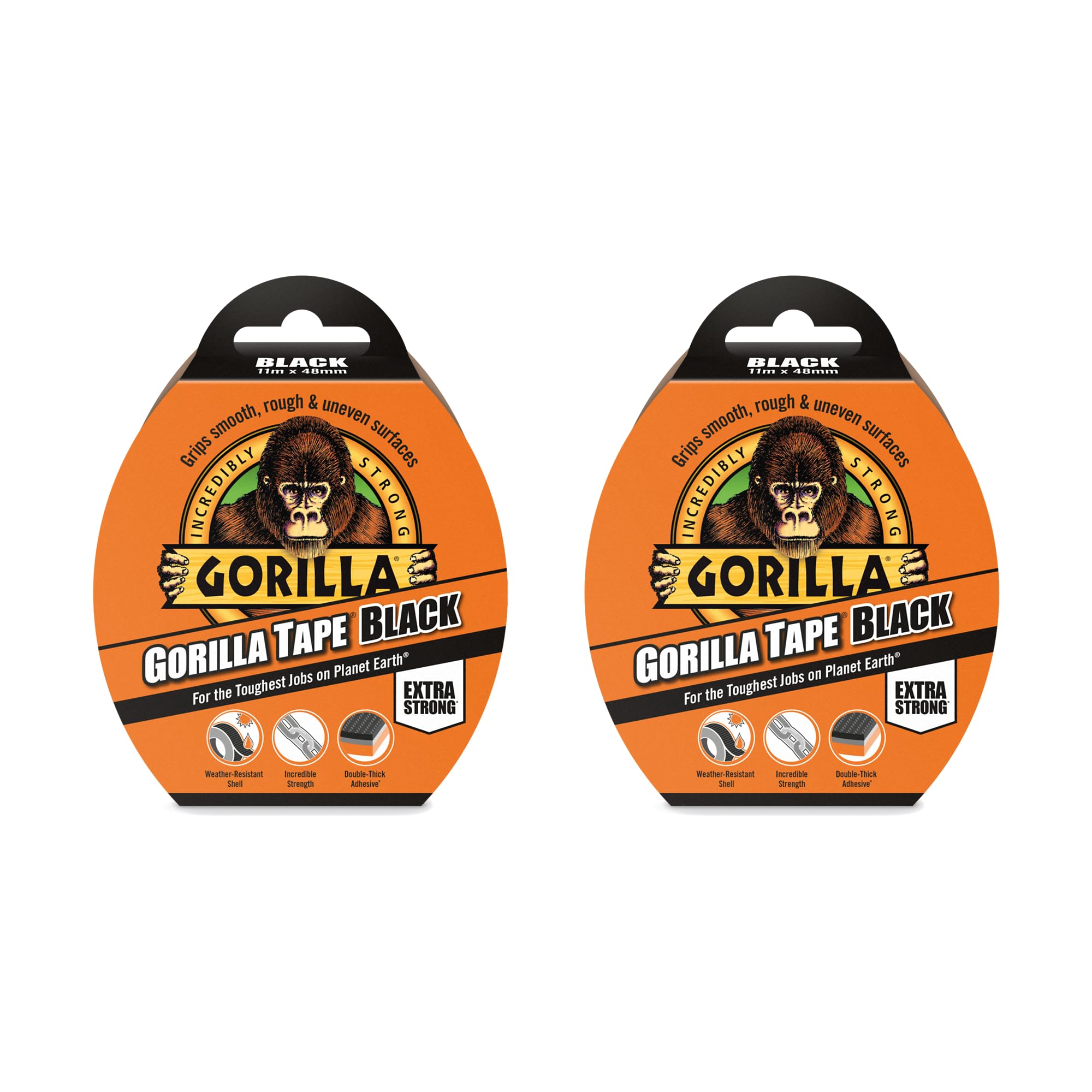 Gorilla 3044000 Tape Black 11m (2 Pack)