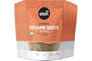 Elan Organic Whole Sesame Seeds, 250 g, 6 Count, Non-GMO, Vegan, Gluten-Free, Nutritious Brown Seeds Perfect for Salads, Bake