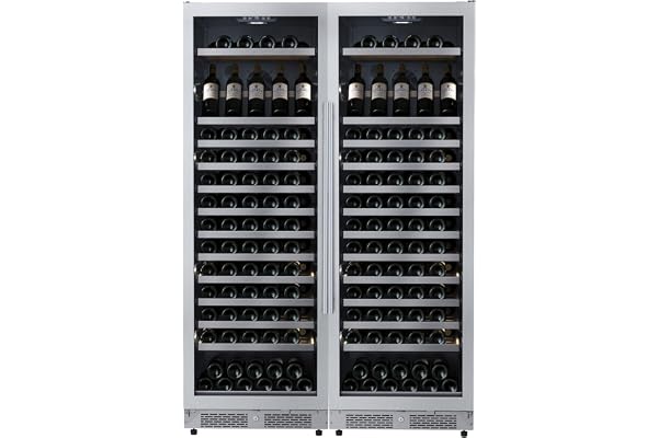 Avallon AWC243TSZDUAL 48 Inch Wide 300 Bottle Capacity Built-In or Free Standing Wine Cooler with Adjustable Wood Shelves, Child Lock, Door Alarm and Door Lock