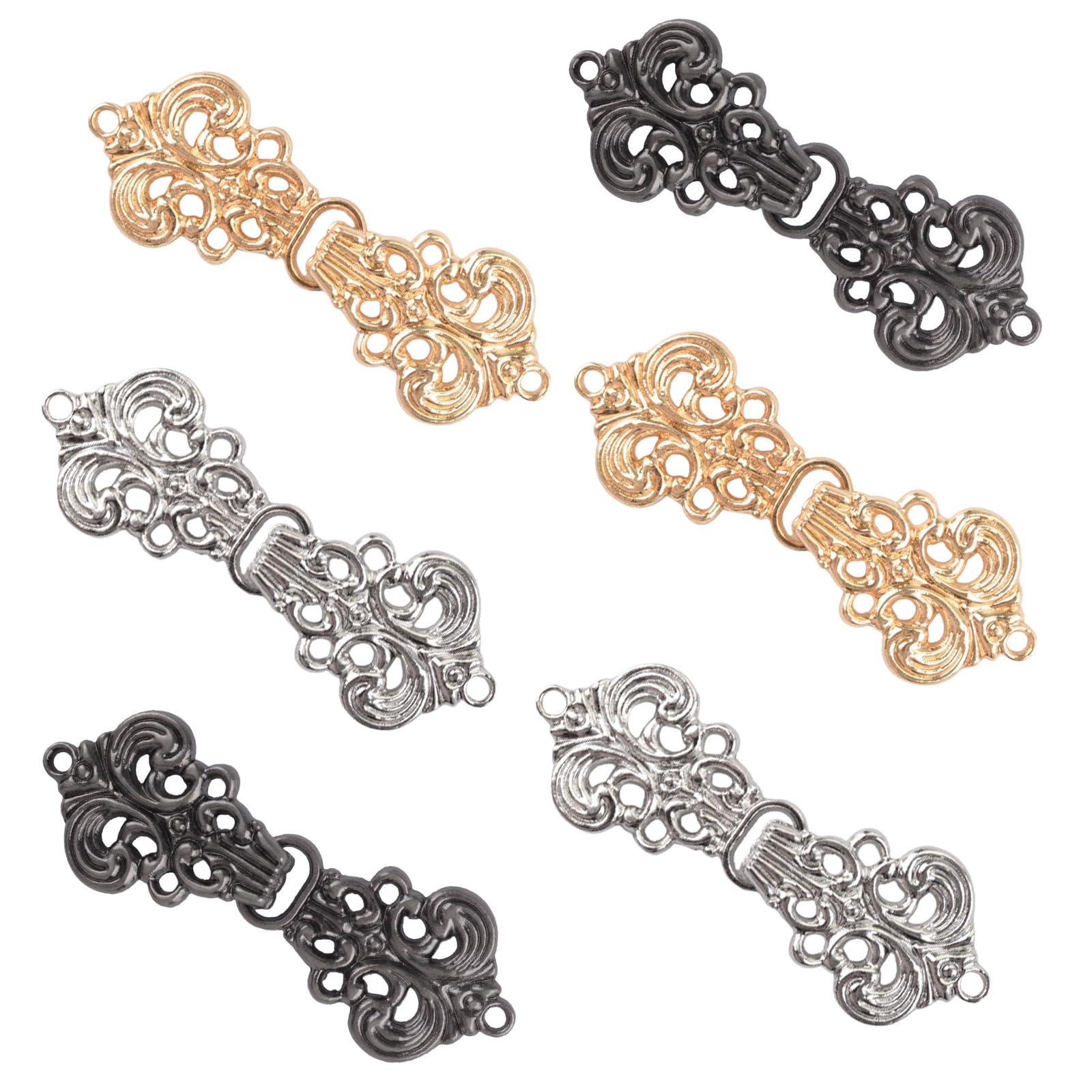 WANDIC Cardigan Clips, 6 Pairs Vintage Hollow Flower Cape Fasteners Sew On Hooks And Eyes Cardigan Clip Cloak Clasp Fasteners For Sweater Shawl, Mixed color