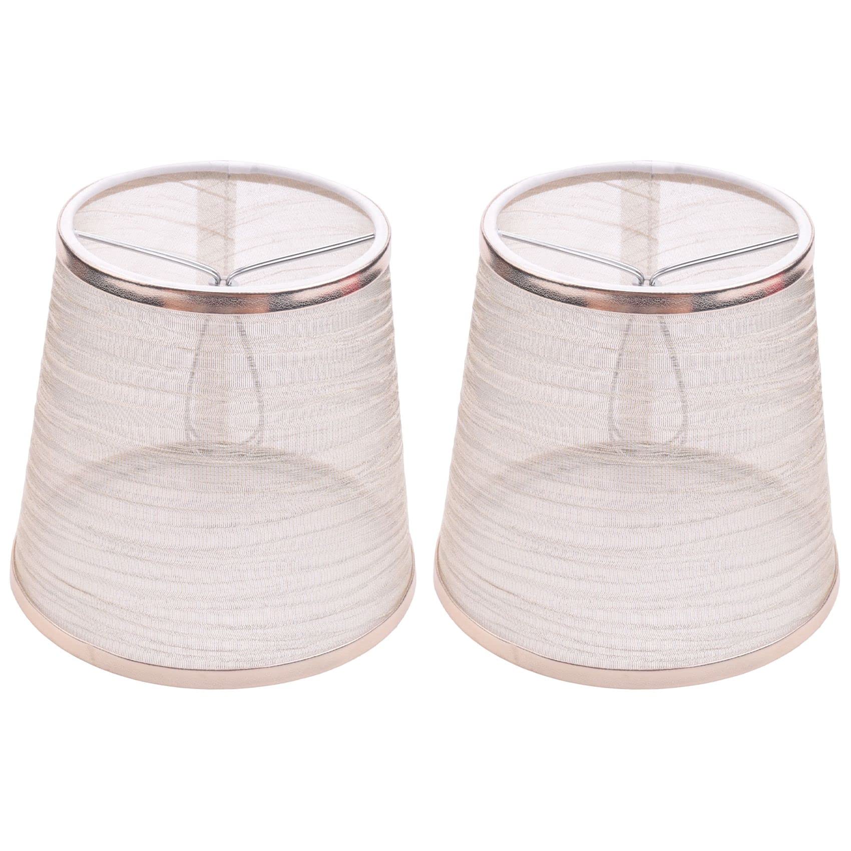 Fhjsyeirly 2 Pack Clip on Gauze Chandelier Lamp Shades Little Upright Wall Candle Light Lampshade (Gold)