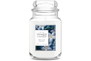 Yankee Candle Midnight Jasmine, Scented Candle, 22oz Large Jar with up to 150 Hour Burn Time, Giftable