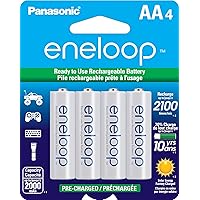 Panasonic BK-3MCCA4BA eneloop AA 2100 Cycle Ni-MH Pre-Charged Rechargeable Batteries, 4-Battery Pack
