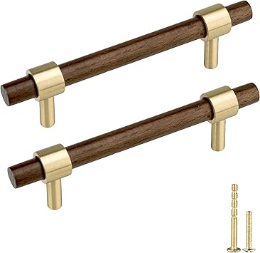 Qogrisun 2 Pack Solid Brass Wood Cabinet Pulls 3 3 4 Inch Hole Center Gold Decorative Drawer Dresser Handles Pure Copper Kitchen Hardware 5 3 8 Inch Total Length Amazon Com
