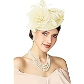 BABEYOND Fascinators Hats for Women - Tea Party Kentucky Fascinator Derby Pillbox Hat Mesh Feathers Headband with Hair Clip